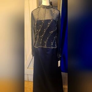 Elegant Navy Blue Evening Dress